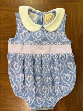 The Beaufort Bonnet Classic Blue & Purple Peter Pan Collar Baby Romper 18-24m